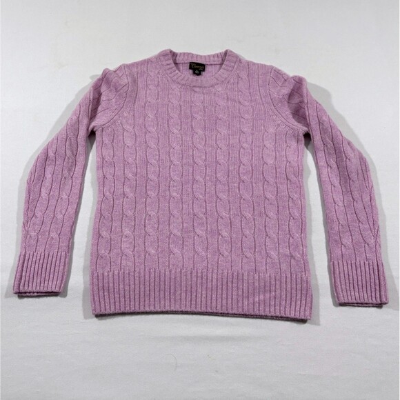 Crewcuts Girls Cashmere Cable Knit Crew Pink Sweater Holiday Soft Preppy M 8/9 - Picture 1 of 9